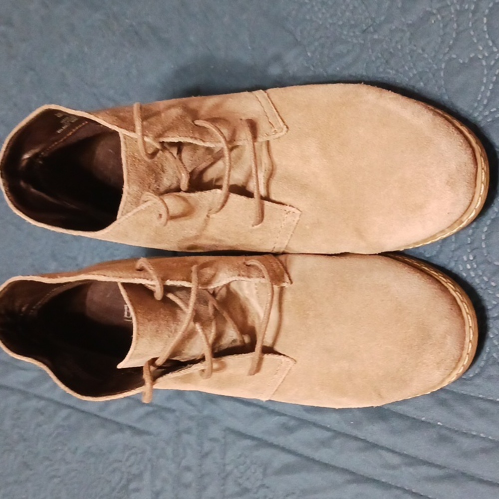Bjorndal Rachel Suede ankle booties beige size 7 womens wedge heel comfort